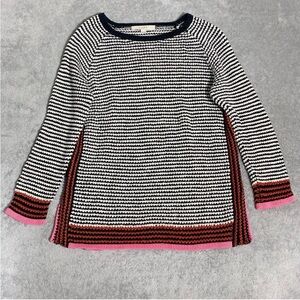 LOFT Striped Black and White Sweater with Pink Accents Size M
